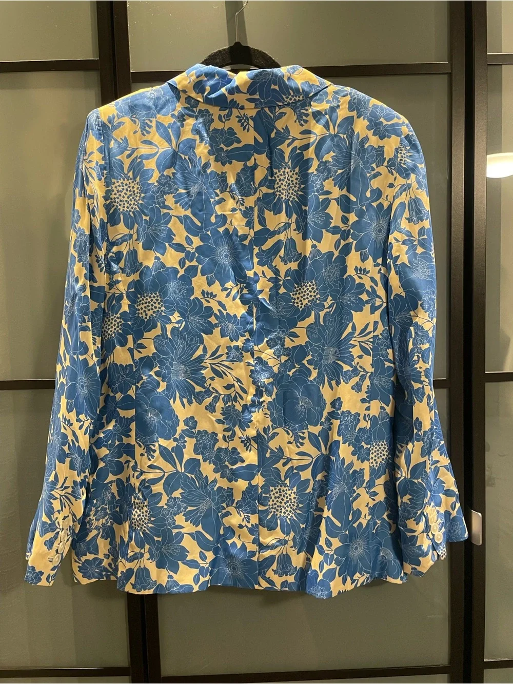 J. Crew Blue Floral Blazer on Cream